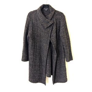 Eileen Fisher Cardigan Women's S Brown Organic Wool/Alpaca 2 Snap Hi Collar‎